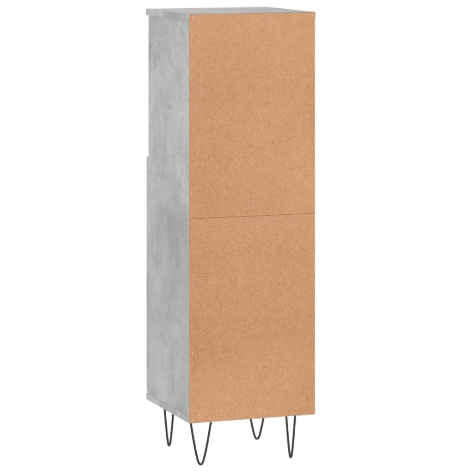 Armario de baño madera contrachapada gris hormigón 30x30x100