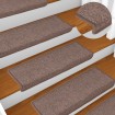 Alfombras de peldaños de escalera 15 uds marrón 65x21x4 cm