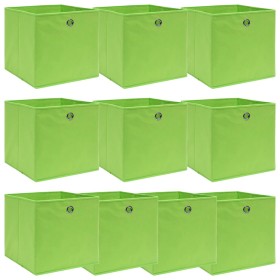Cajas de almacenaje 10 uds tela verde 32x32x32