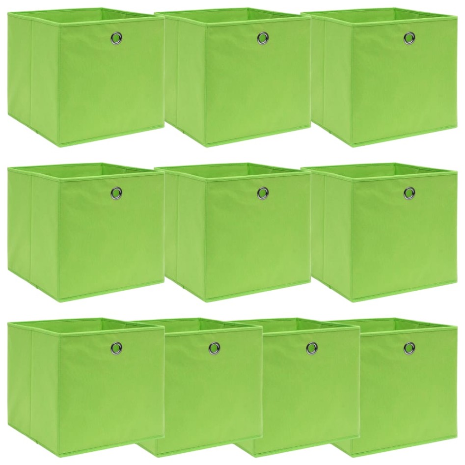 Cajas de almacenaje 10 uds tela verde 32x32x32