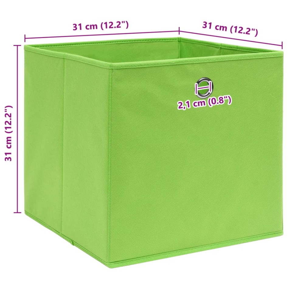 Cajas de almacenaje 10 uds tela verde 32x32x32