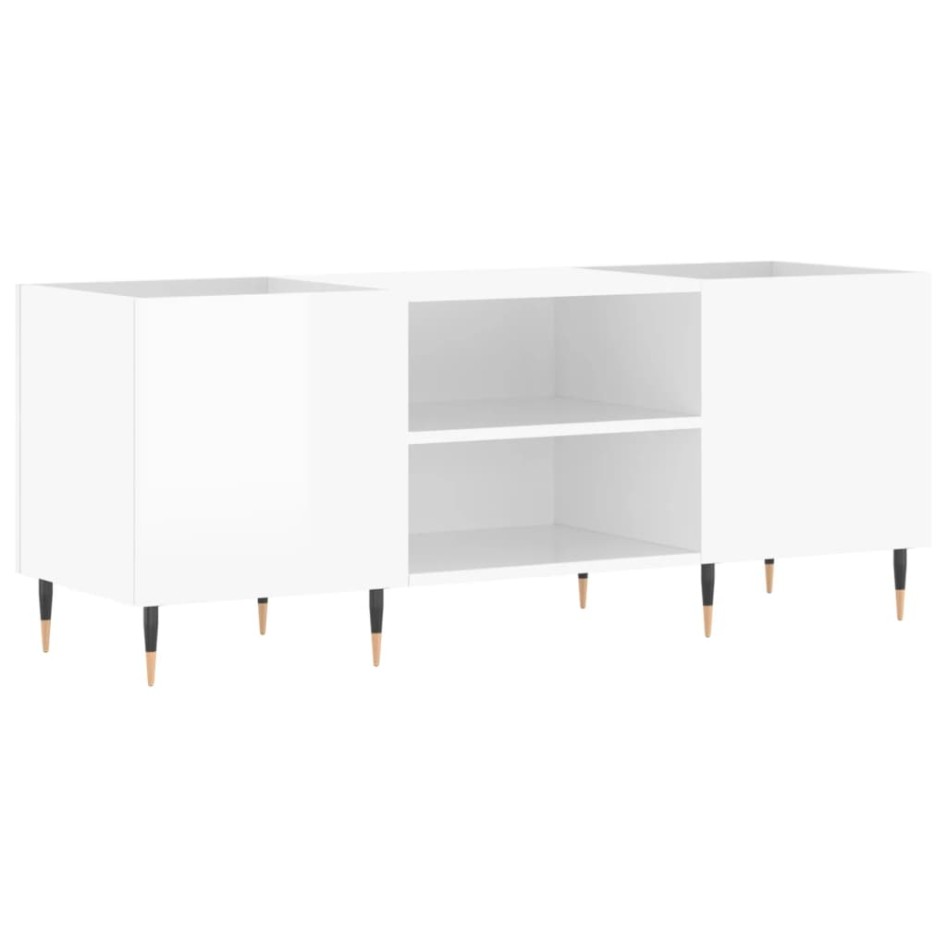 Mueble discos madera contrachapada blanco brillo 121x38x48