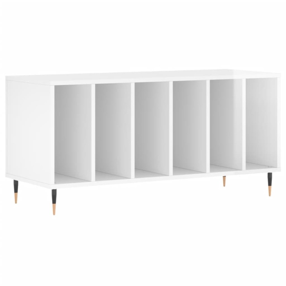 Mueble discos madera contrachapada blanco brillo 100x38x48