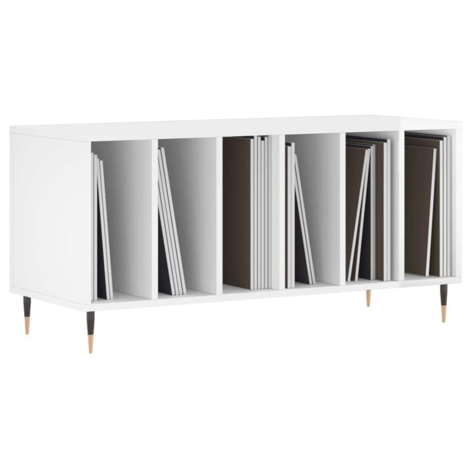 Mueble discos madera contrachapada blanco brillo 100x38x48