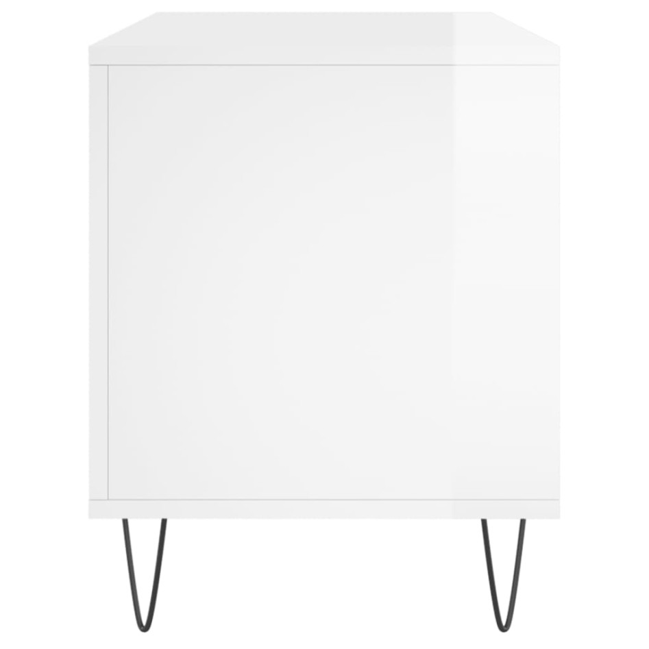 Mueble discos madera contrachapada blanco brillo 100x38x48