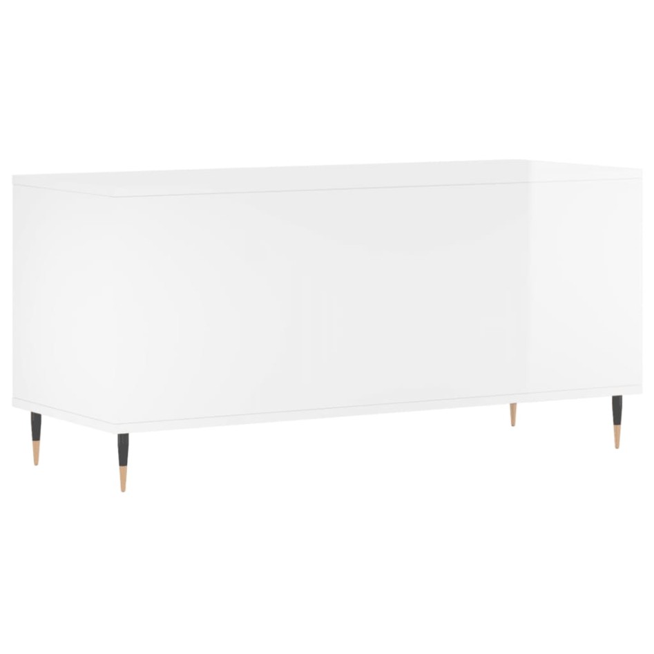 Mueble discos madera contrachapada blanco brillo 100x38x48