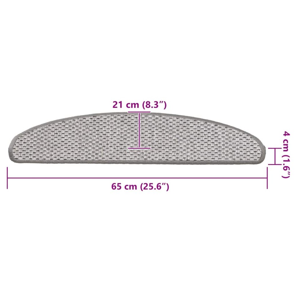 Alfombrillas autoadhesivas sisal 15 uds platina 65x21x4