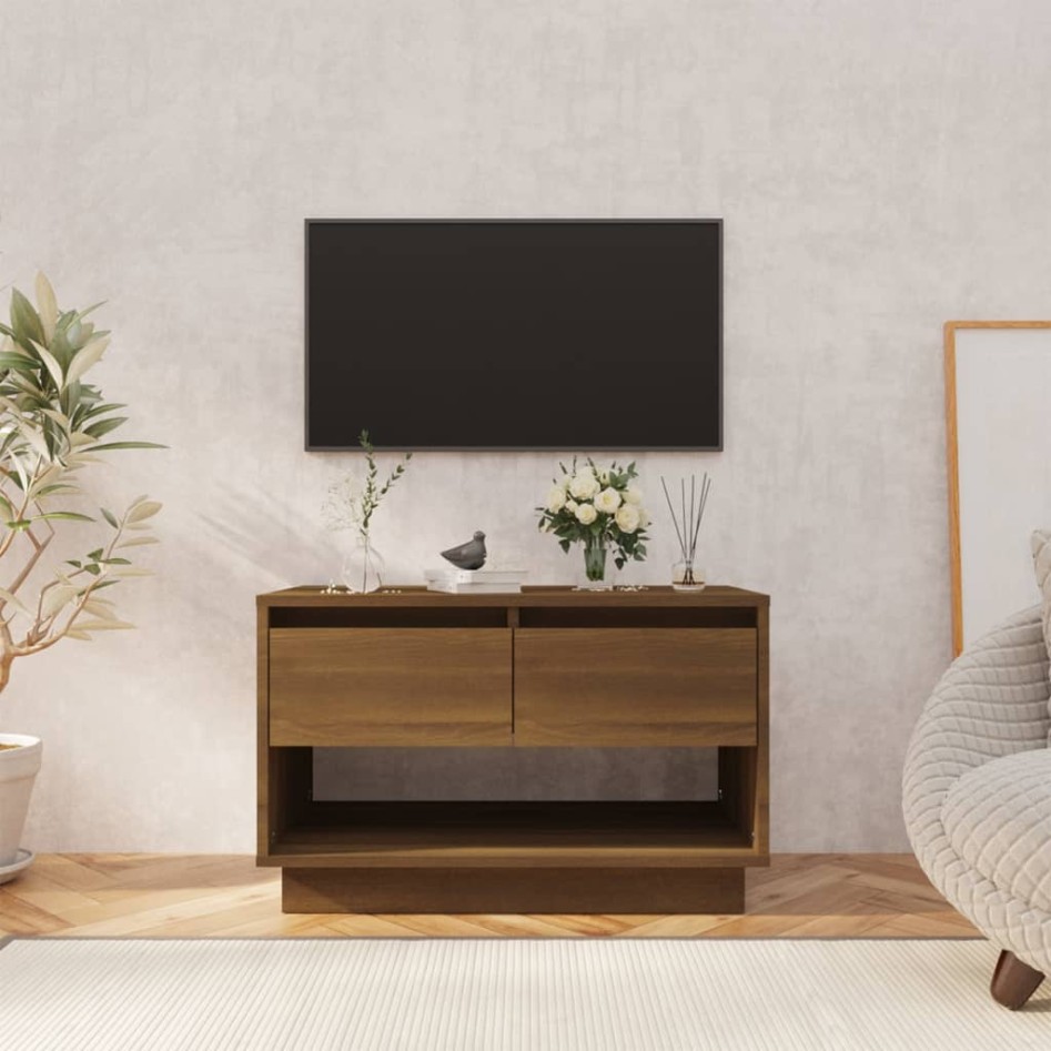 Mueble de TV de madera de ingeniería marrón roble 70x41x44