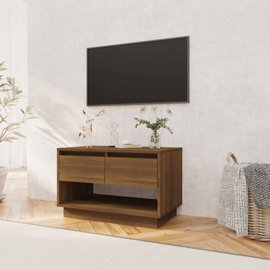 Mueble de TV de madera de ingeniería marrón roble 70x41x44