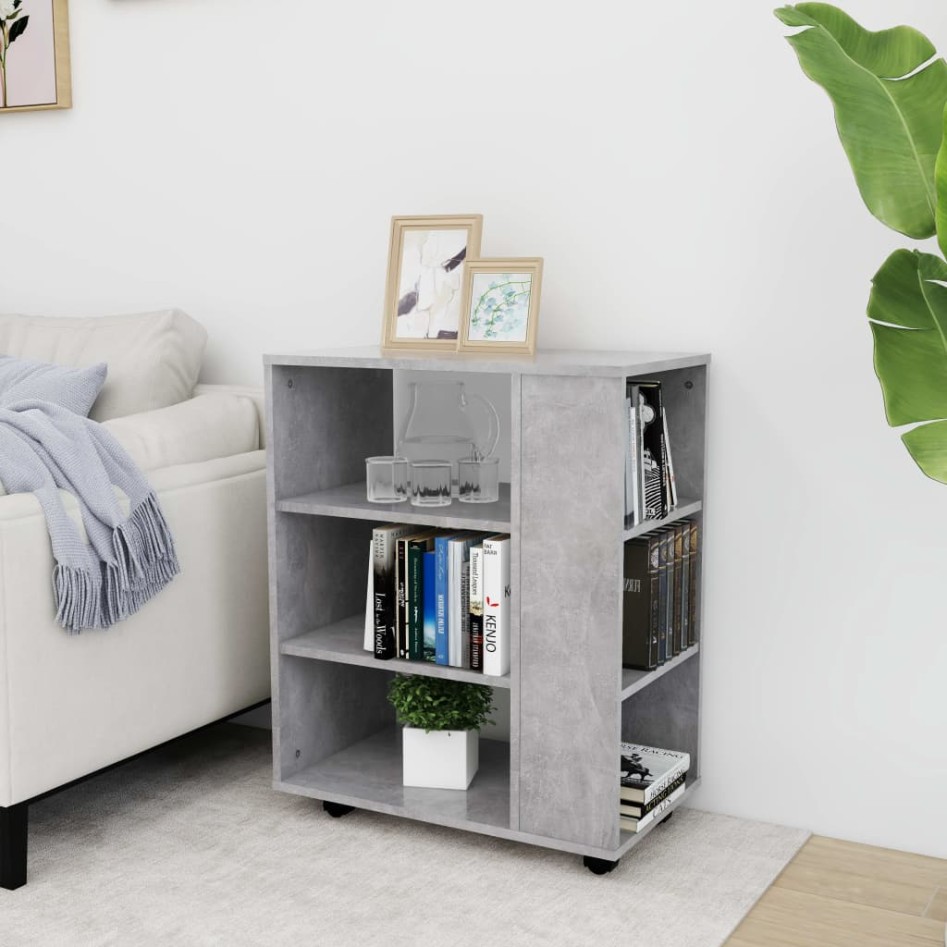 Armario ruedas madera contrachapada gris hormigón 60x35x75