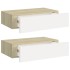 Estantes de pared con cajón 2 uds MDF roble/blanco