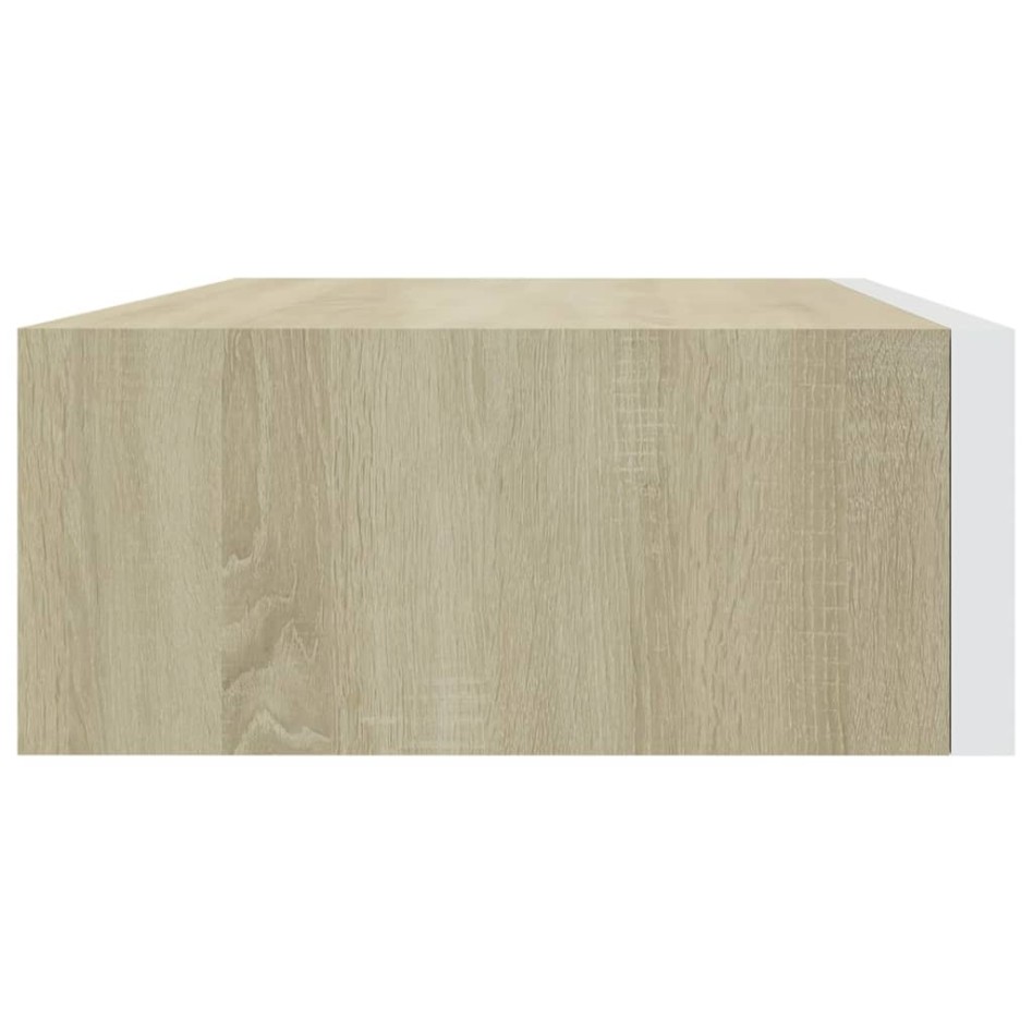 Estantes de pared con cajón 2 uds MDF roble/blanco