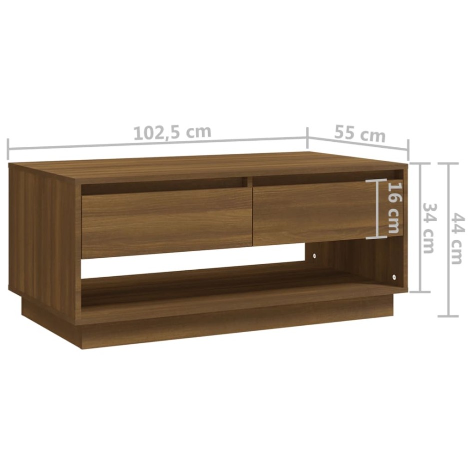 Mesa de centro madera de ingeniería marrón roble 102,5x55x44