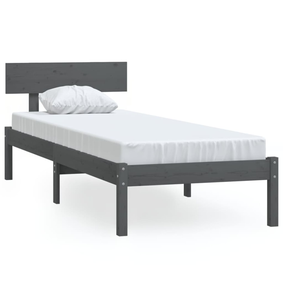Estructura de cama sin colchón madera maciza gris 100x200