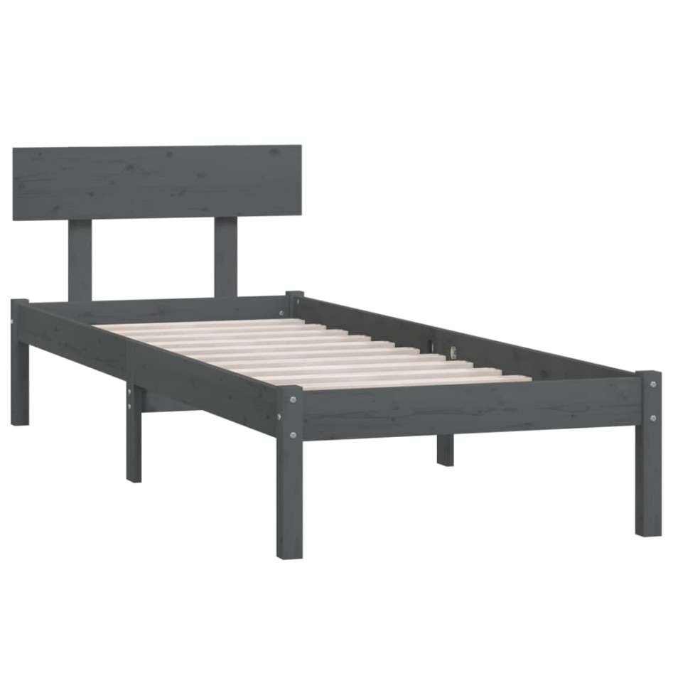Estructura de cama sin colchón madera maciza gris 100x200
