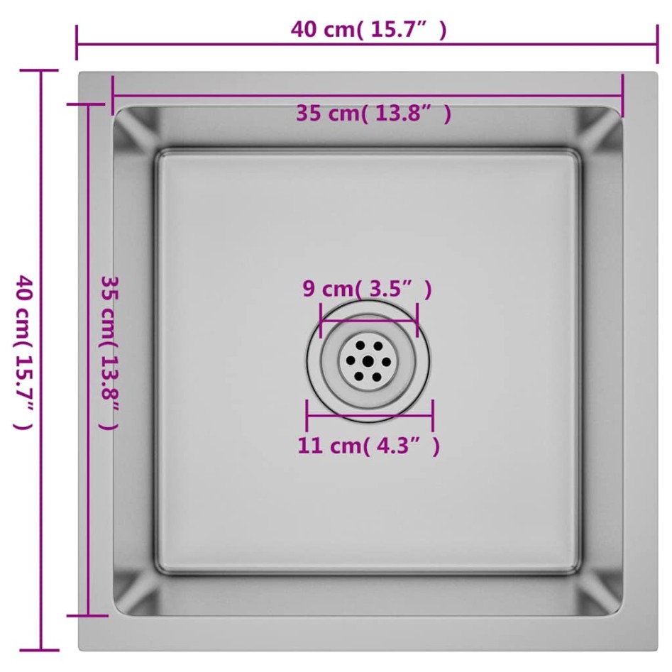 Fregadero de cocina hecho a mano acero