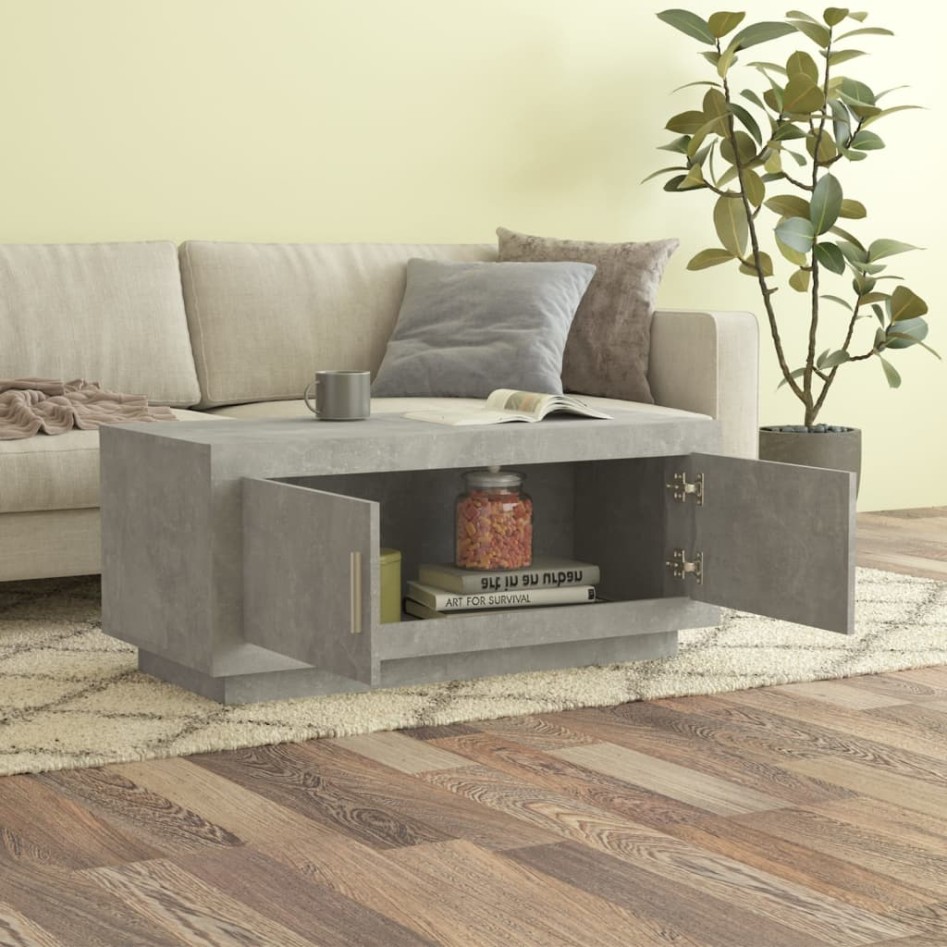 Mesa de centro madera de ingeniería gris hormigón 102x50x45