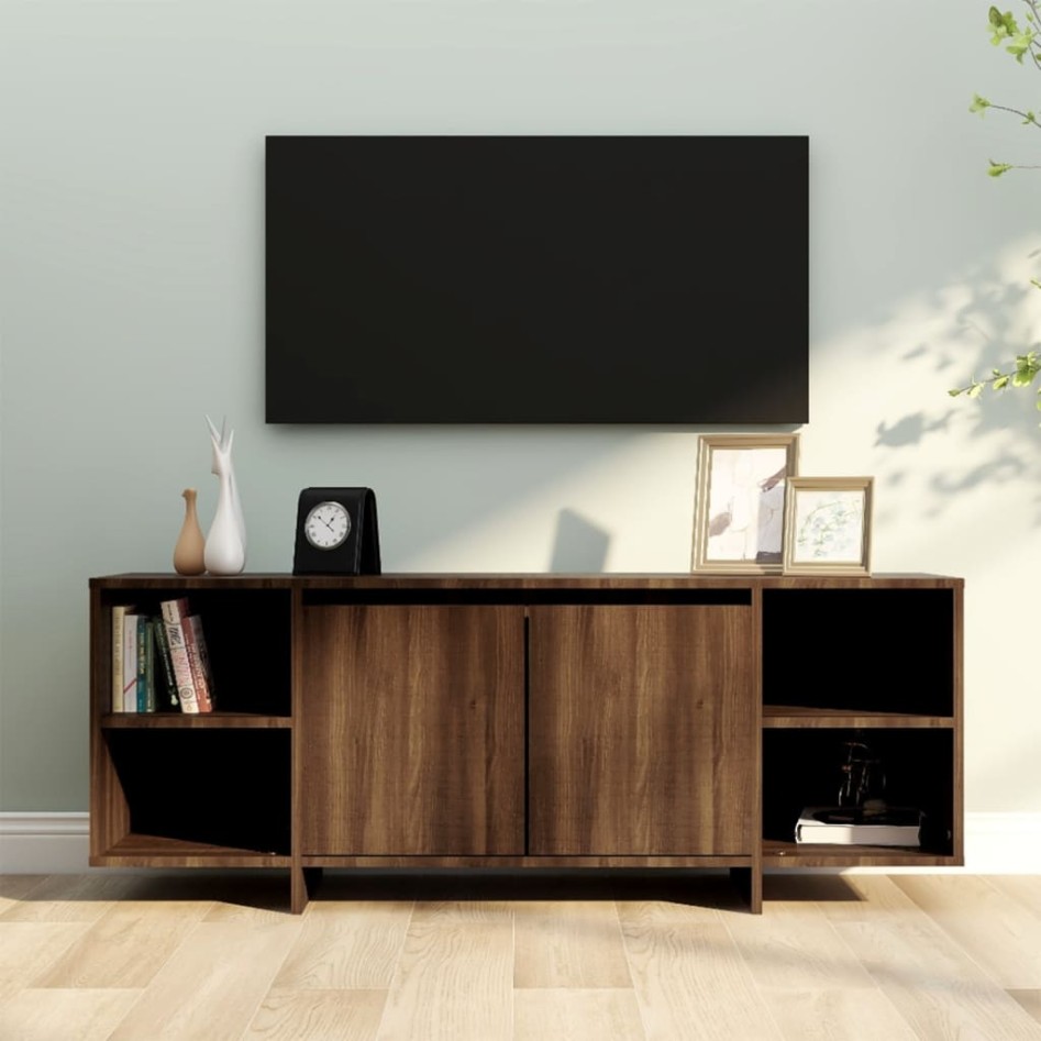 Mueble de TV madera de ingeniería marrón roble 130x35x50