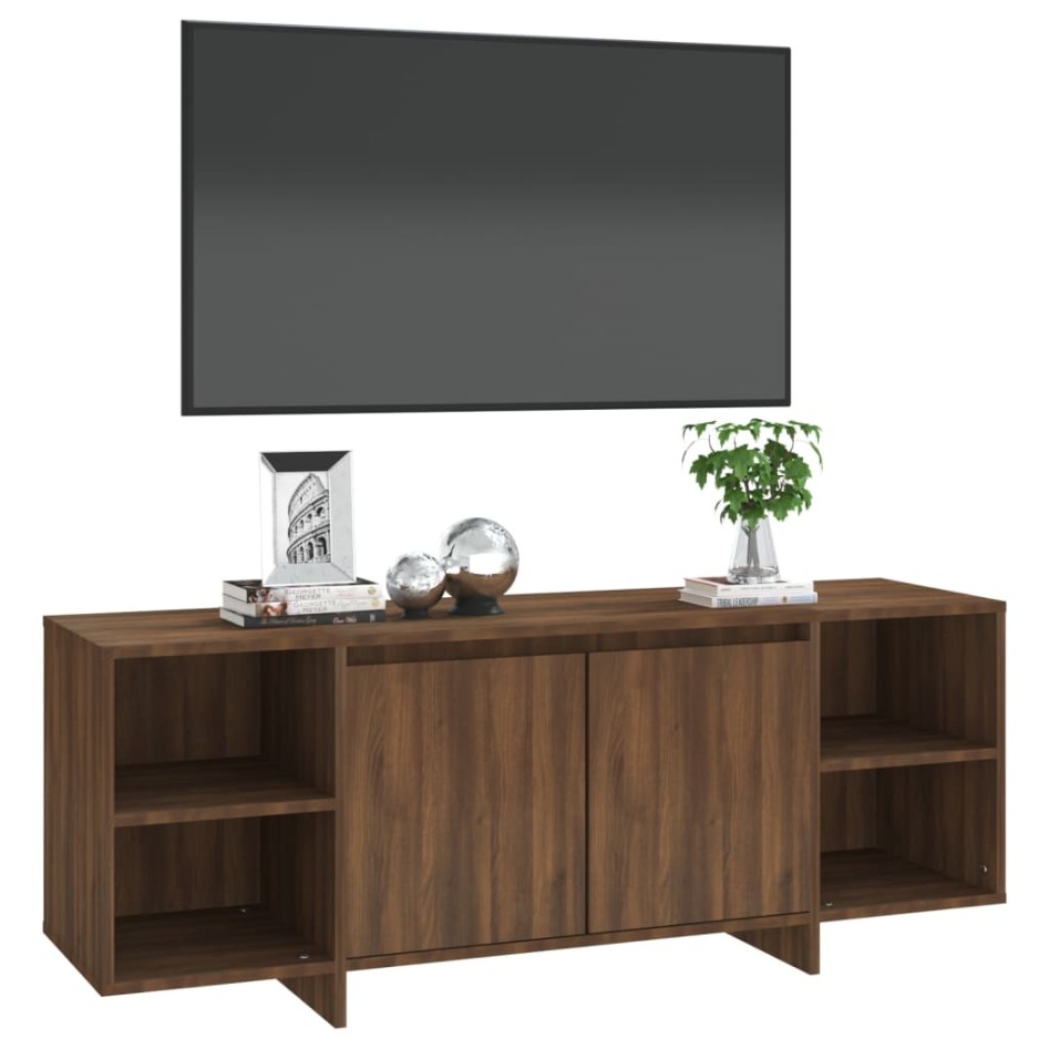 Mueble de TV madera de ingeniería marrón roble 130x35x50