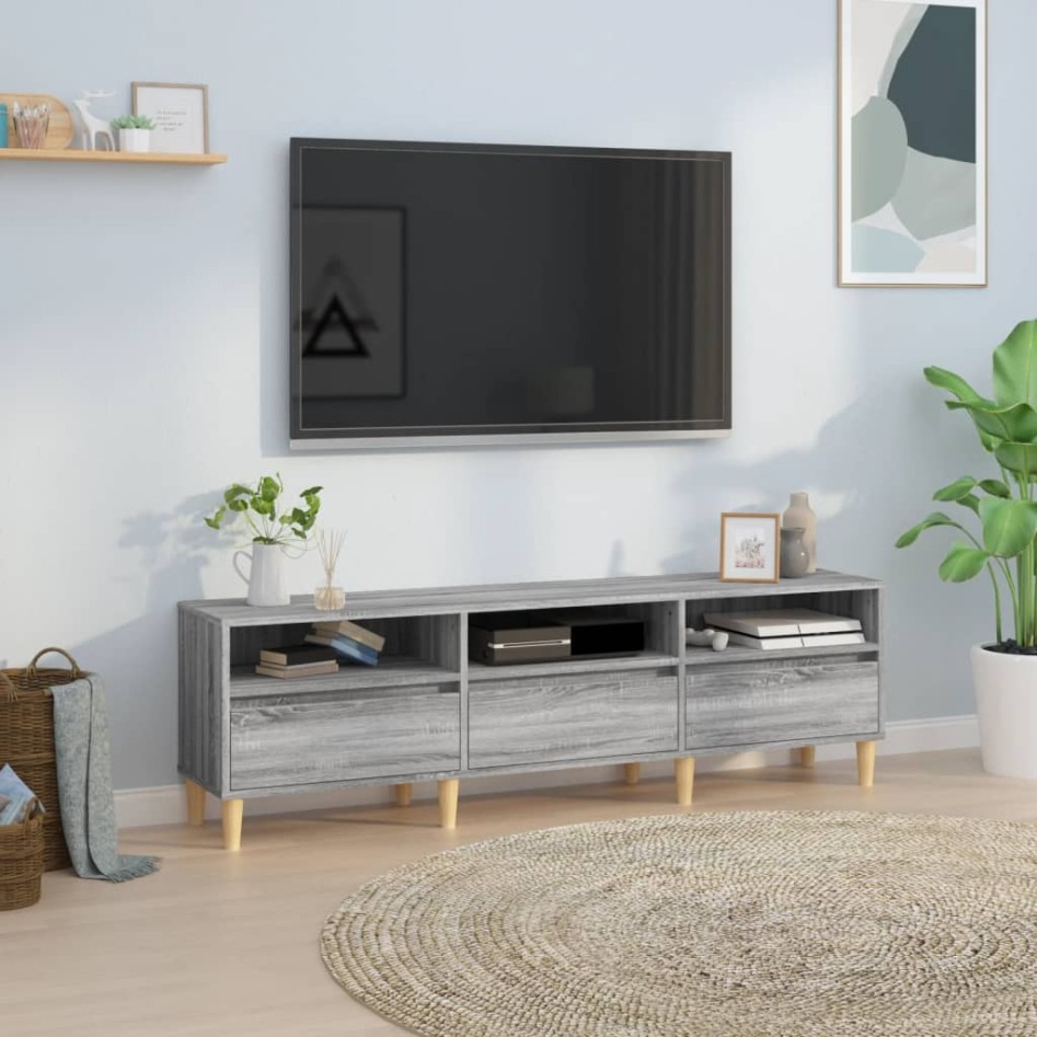 Mueble para TV madera contrachapada gris Sonoma 150x30x44,5