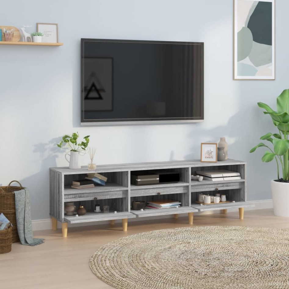 Mueble para TV madera contrachapada gris Sonoma 150x30x44,5