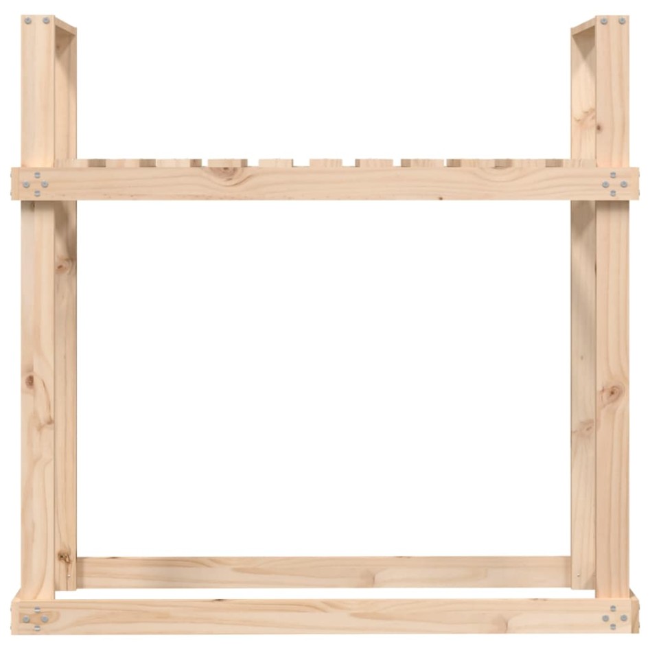 Leñero de madera maciza de pino 110x35x108,5