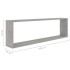 Estante cubo pared 4uds contrachapado gris hormigón