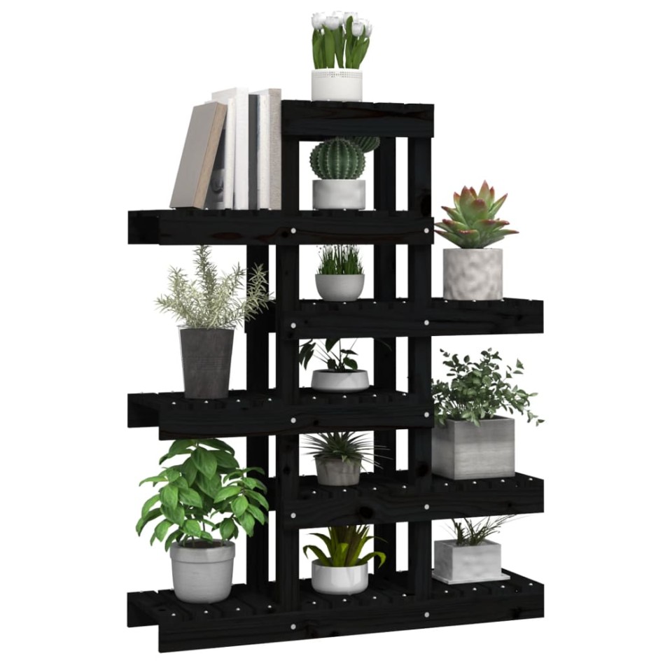 Soporte para plantas madera maciza pino negro 85x25x109,5