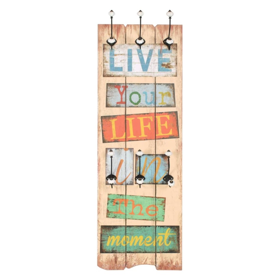 Perchero de pared LIVE LIFE con 6 ganchos 120x40