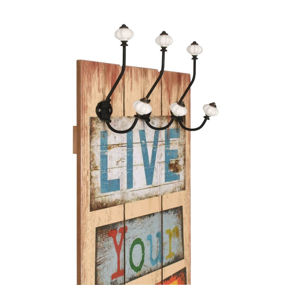 Perchero de pared LIVE LIFE con 6 ganchos 120x40