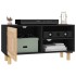 Mueble para TV madera maciza pino y ratán natural 80x30x40
