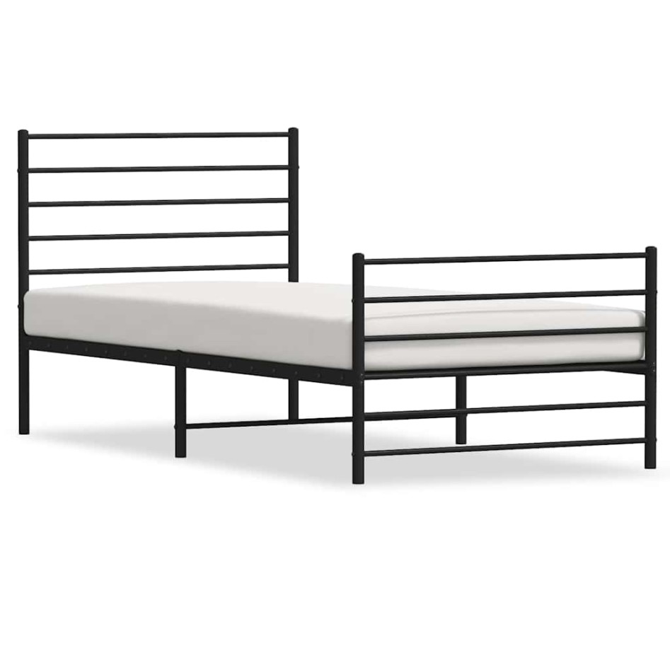 Estructura cama sin colchón con estribo metal negro 100x190