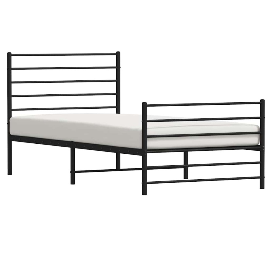 Estructura cama sin colchón con estribo metal negro 100x190