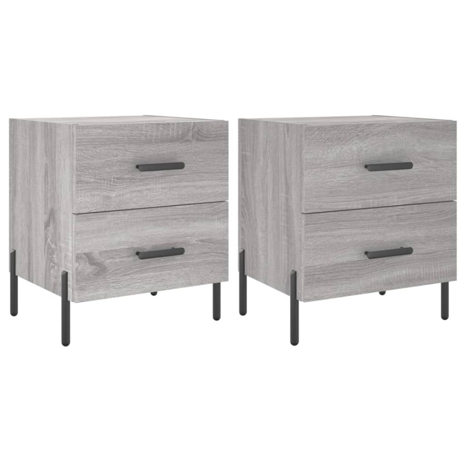 Mesitas noche 2 uds madera ingeniería gris Sonoma 40x35x47,5