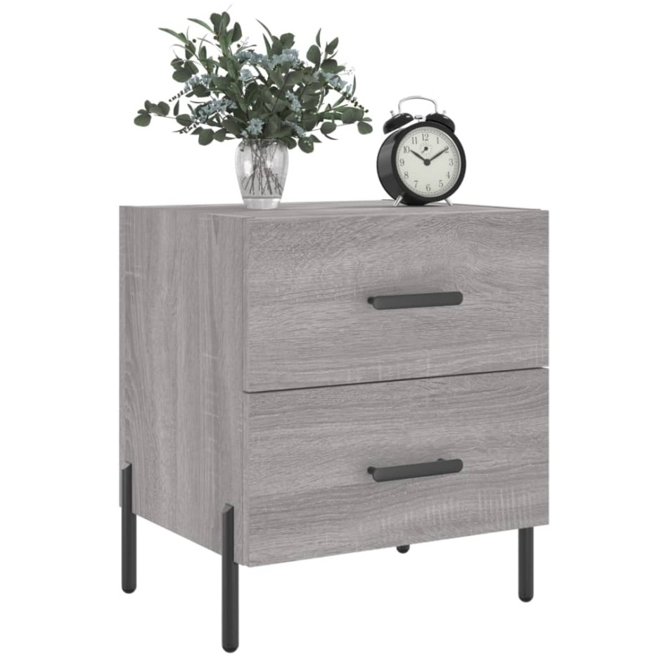Mesitas noche 2 uds madera ingeniería gris Sonoma 40x35x47,5