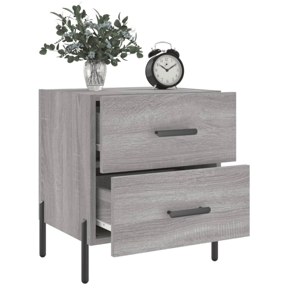 Mesitas noche 2 uds madera ingeniería gris Sonoma 40x35x47,5