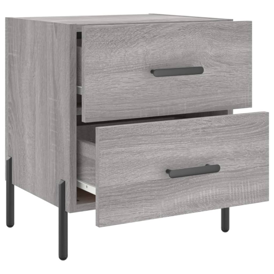 Mesitas noche 2 uds madera ingeniería gris Sonoma 40x35x47,5