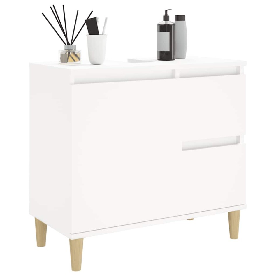 Armario de baño madera contrachapada blanco 65x33x60