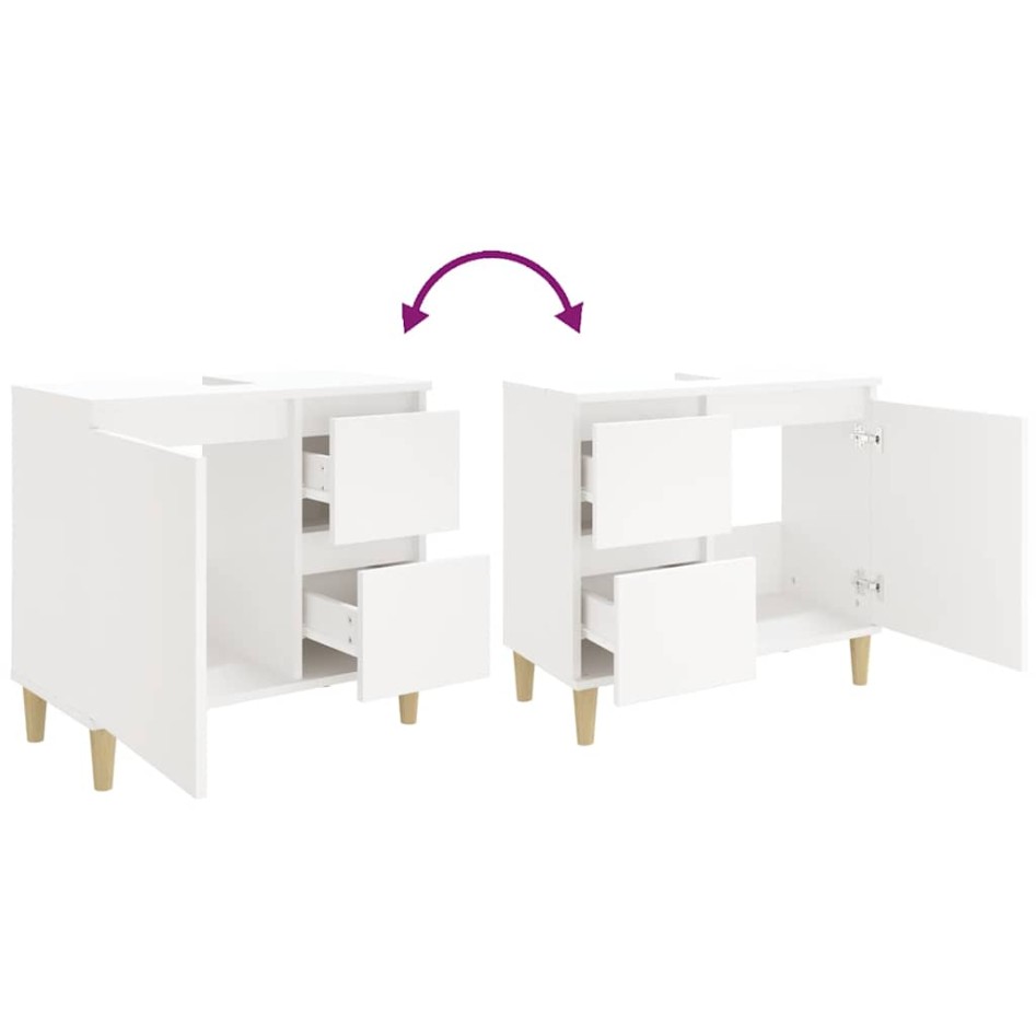 Armario de baño madera contrachapada blanco 65x33x60