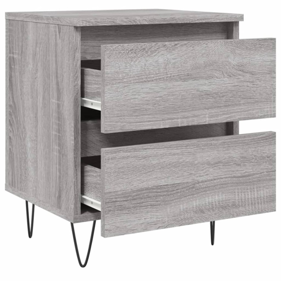Mesita de noche 2 uds madera ingeniería gris Sonoma 40x35x50
