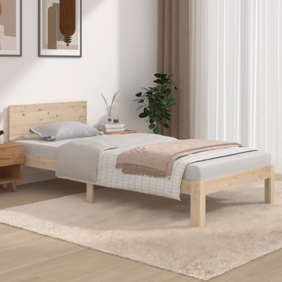 Estructura de cama sin colchón madera maciza de pino 90x200