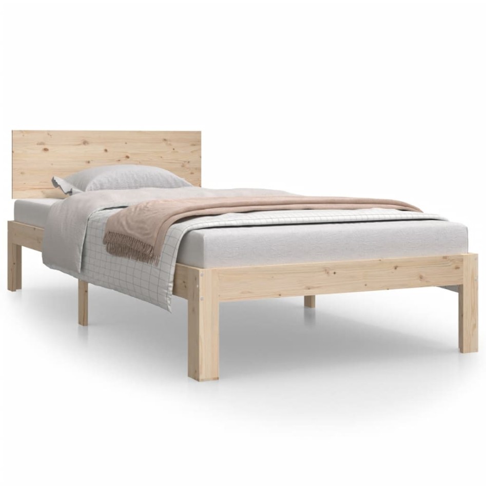 Estructura de cama sin colchón madera maciza de pino 90x200