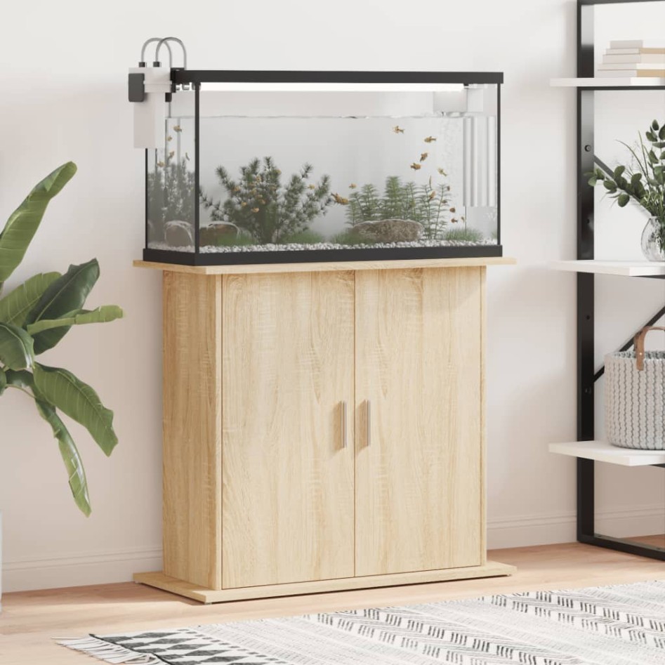 Soporte para acuario madera ingeniería roble Sonoma 81x36x73