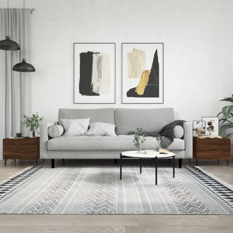 Mesas de centro 2 uds madera ingeniería marrón roble