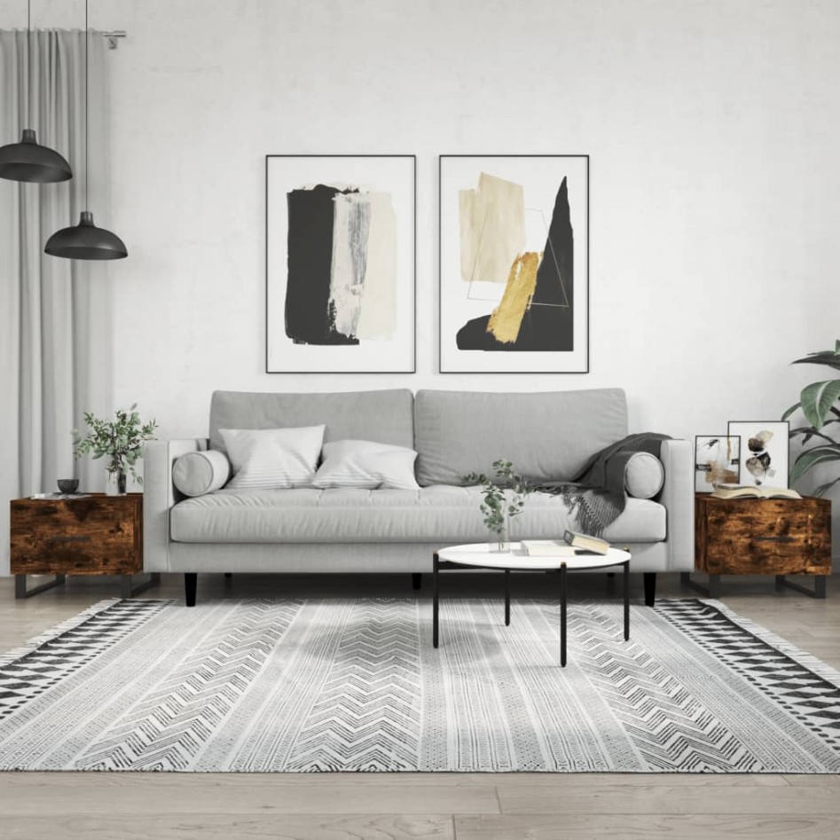 Mesa de centro 2 uds madera ingeniería roble ahumado