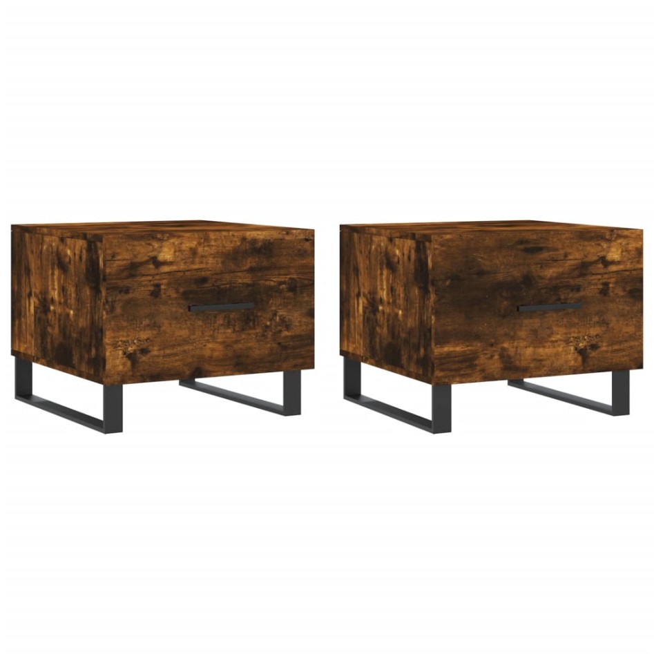 Mesa de centro 2 uds madera ingeniería roble ahumado