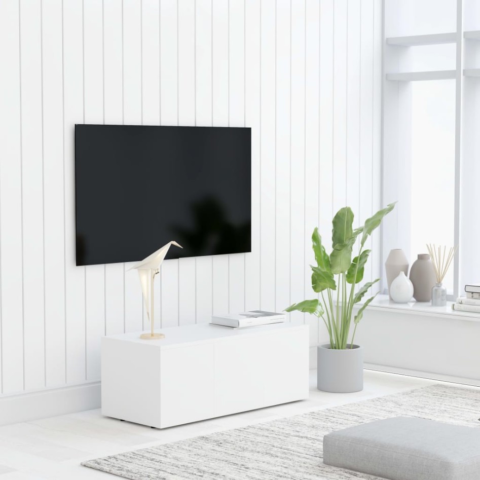 Mueble para TV madera contrachapada blanco 80x34x30