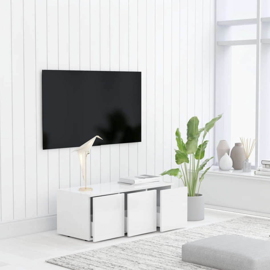Mueble para TV madera contrachapada blanco 80x34x30