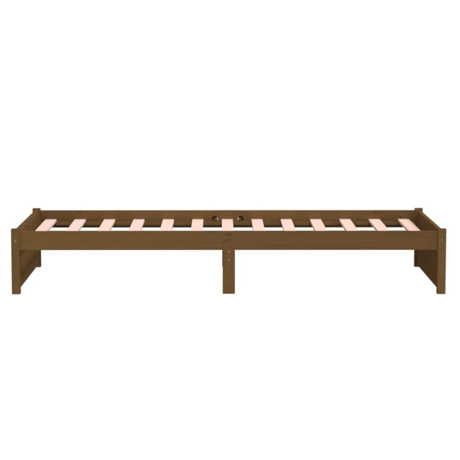 Estructura cama sin colchón madera maciza marrón miel 90x200