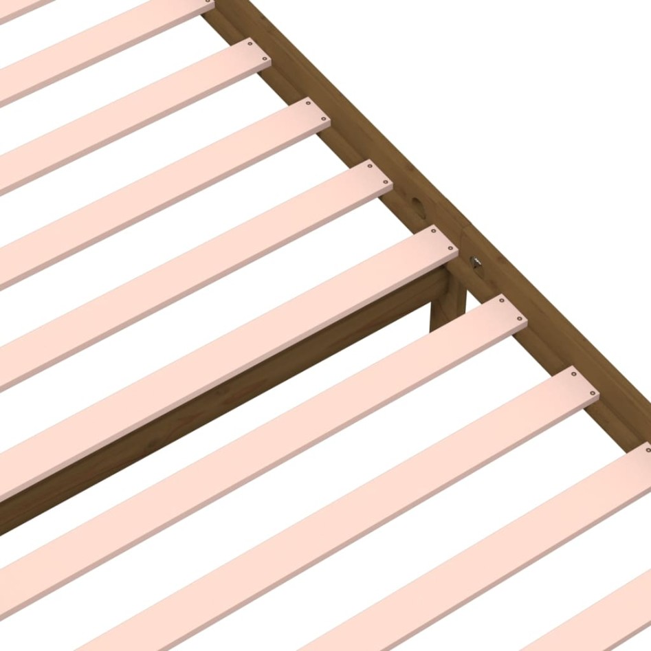 Estructura cama sin colchón madera maciza marrón miel 90x200